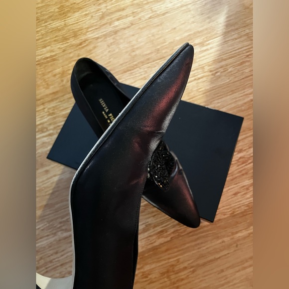 Formal black fabric Silvia Florentina beaded ornament pumps - Picture 7 of 13